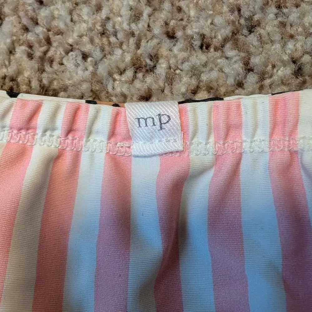 MUD PIE Reversible leopard & pink striped swimsit set; flounce; 6 mos